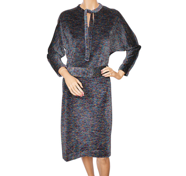 Vintage Lanvin Paris Chenille Dress 1970s Size L - Poppy's Vintage Clothing