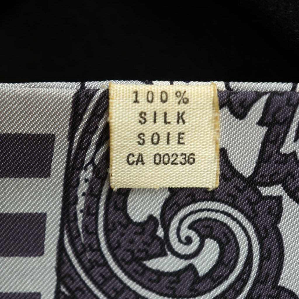 Vintage 1970s Lanvin Paris Mens Silk Dress Scarf Silver Grey w Paisley Pattern - Poppy's Vintage Clothing