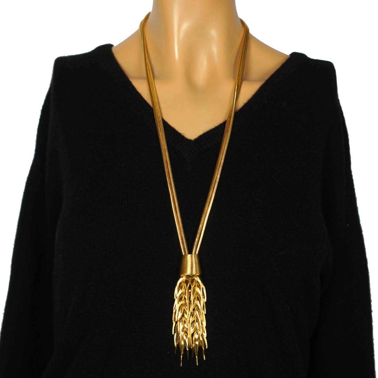 Vintage 1960s Signed Lanvin Pendant Necklace Coil Chain Articulated Pendant - Poppy's Vintage Clothing