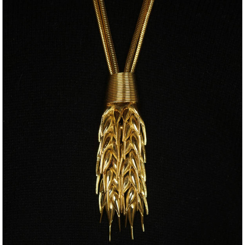 Vintage 1960s Signed Lanvin Pendant Necklace Coil Chain Articulated Pendant - Poppy's Vintage Clothing