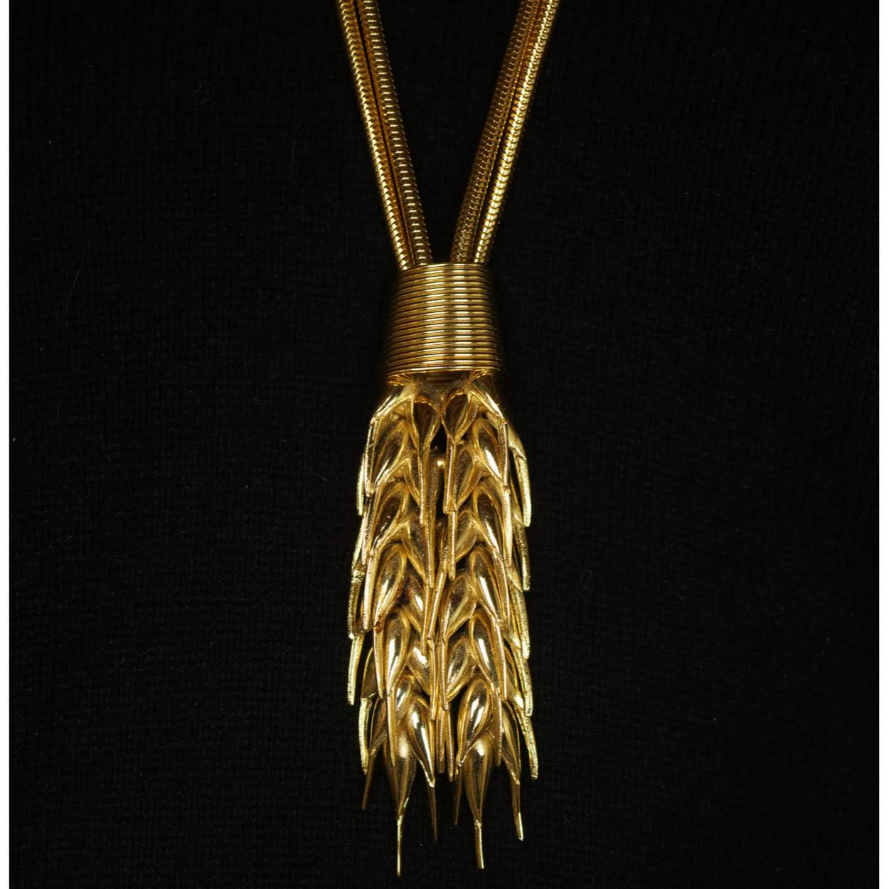 Vintage 1960s Signed Lanvin Pendant Necklace Coil Chain Articulated Pendant - Poppy's Vintage Clothing