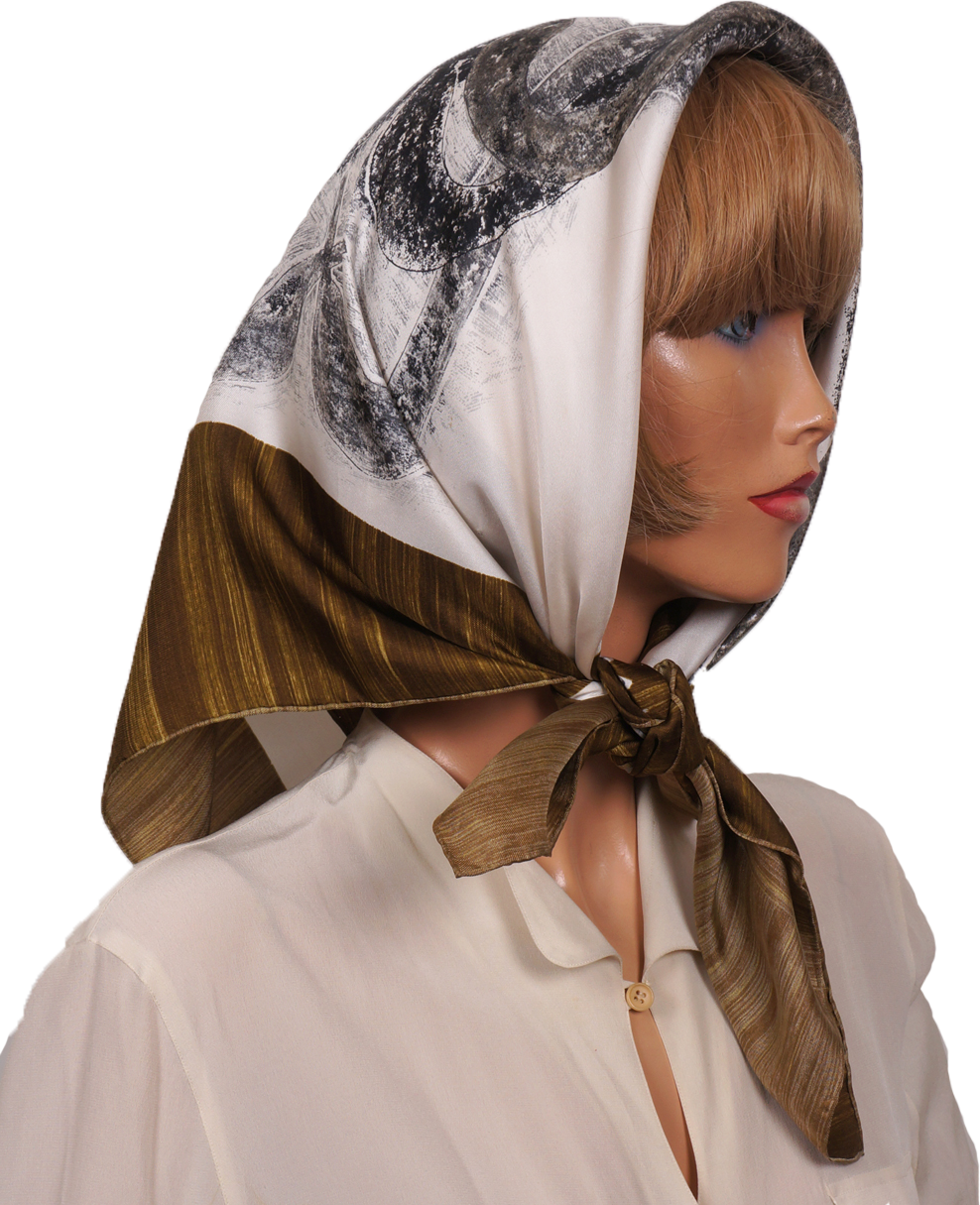 1950s Jeanne Lanvin Silk Scarf Paris Design by Castillo Swan Print - Poppy's Vintage Clothing