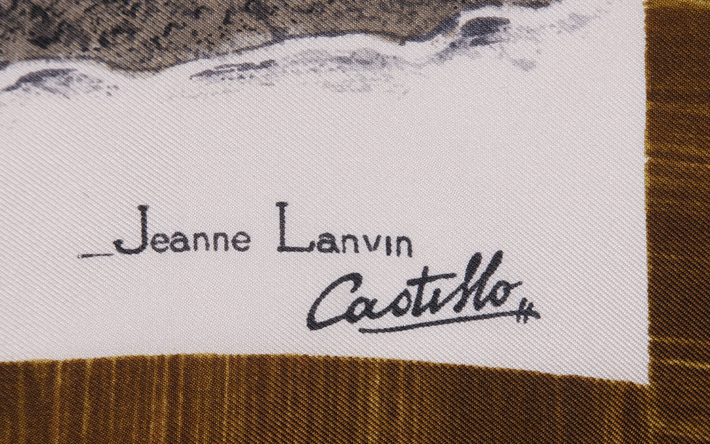 1950s Jeanne Lanvin Silk Scarf Paris Design by Castillo Swan Print - Poppy's Vintage Clothing