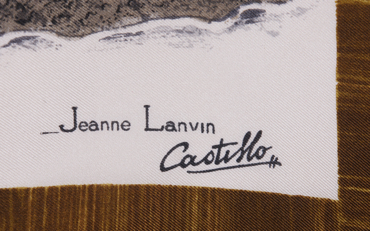 1950s Jeanne Lanvin Silk Scarf Paris Design by Castillo Swan Print - Poppy's Vintage Clothing