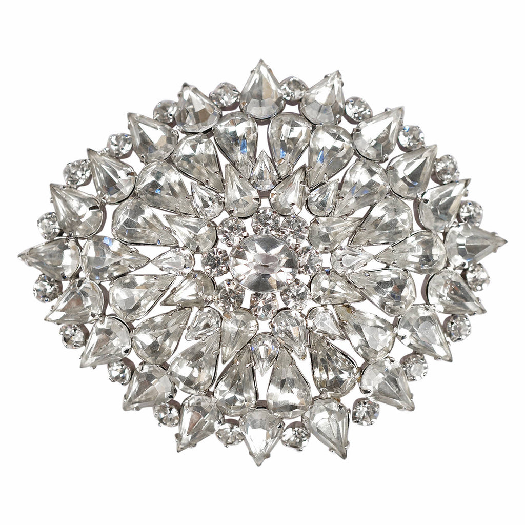 Large Vintage Rhinestone Brooch Unsigned  - Poppy's Vintage Clothing