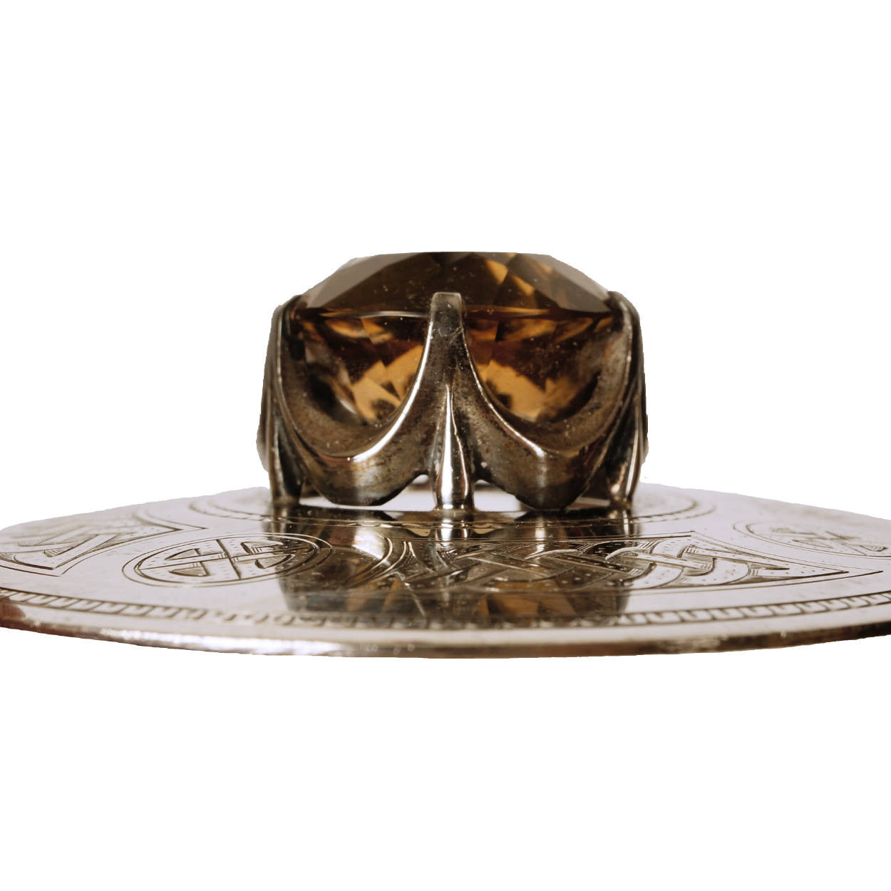 Large Scottish Sterling Silver Plaid Pin Brooch w Stone Hallmarked Thomas Ebbutt 1947 - Poppy's Vintage Clothing
