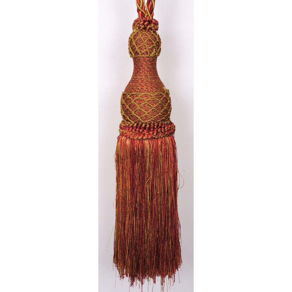Pair of Vintage Drapery Tie Backs Rope and Tassel Red Pink and Gold - Poppy's Vintage Clothing