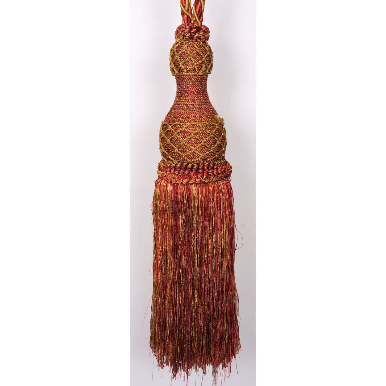 Pair of Vintage Drapery Tie Backs Rope and Tassel Red Pink and Gold - Poppy's Vintage Clothing