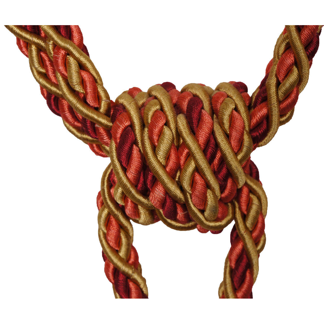 Pair of Vintage Drapery Tie Backs Rope and Tassel Red Pink and Gold - Poppy's Vintage Clothing