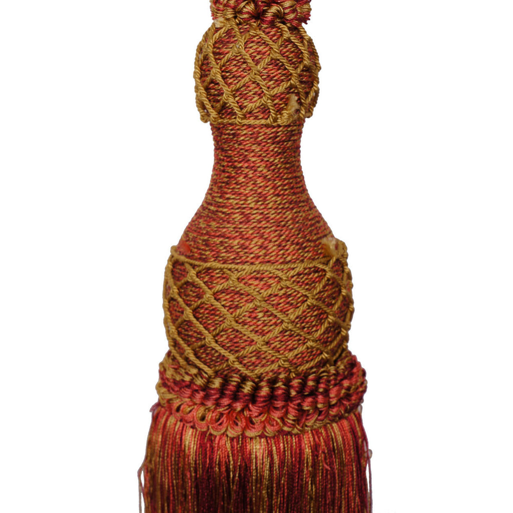 Pair of Vintage Drapery Tie Backs Rope and Tassel Red Pink and Gold - Poppy's Vintage Clothing