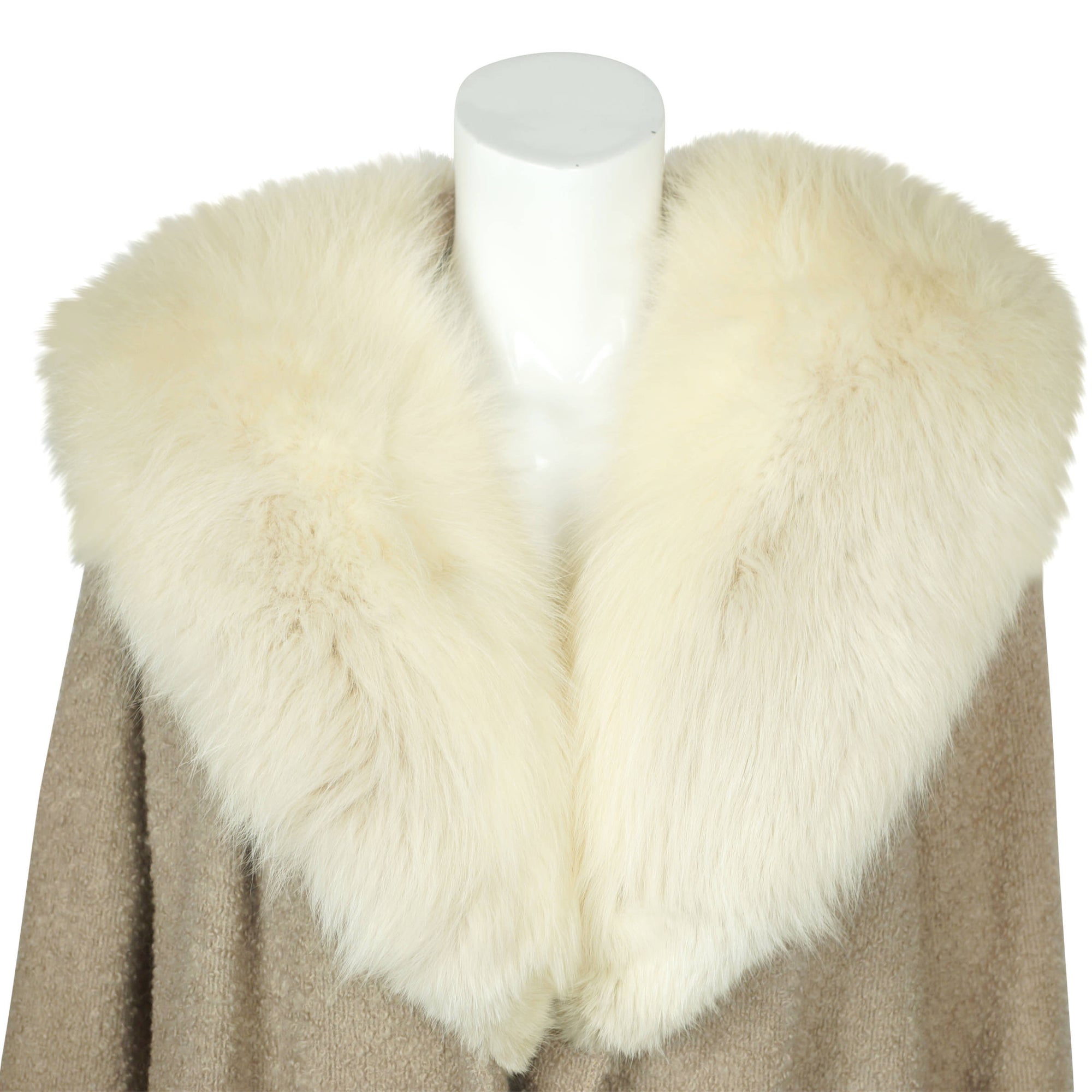 Vintage 50s Stroller Wool Coat Large White Fox Fur Collar M - Poppy's Vintage Clothing
