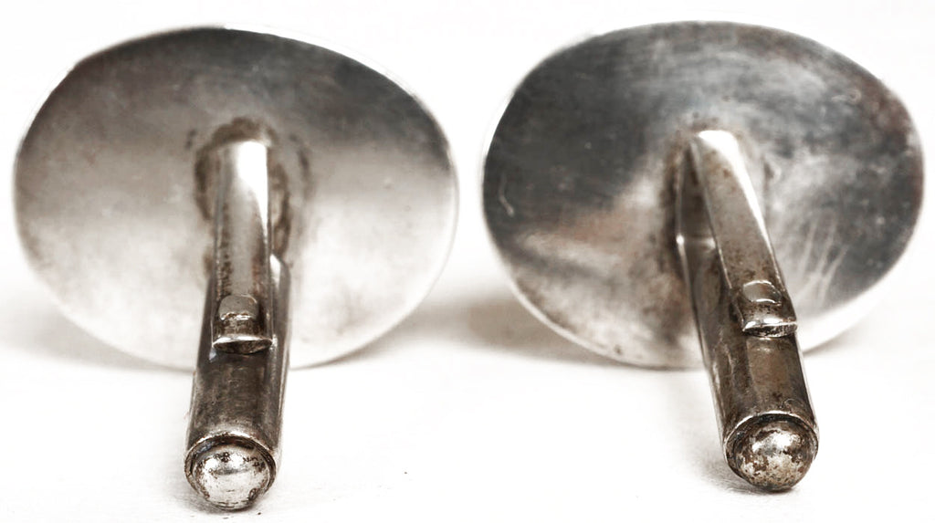 Vintage Silver & Carved Cameo Cufflinks with Amazon Centurion Design - Poppy's Vintage Clothing
