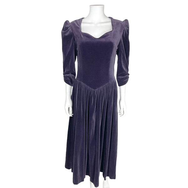Vintage 1980s Laura Ashley Dress Purple Velvet Size 12 - Poppy's Vintage  Clothing