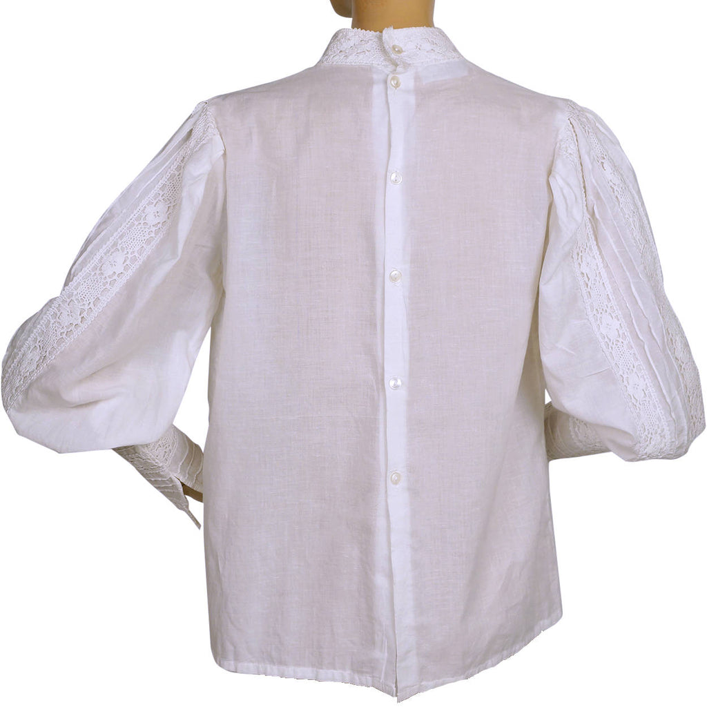 Vintage Laura Ashley Victorian Blouse White Cotton Early Made in Wales Label - Poppy's Vintage Clothing