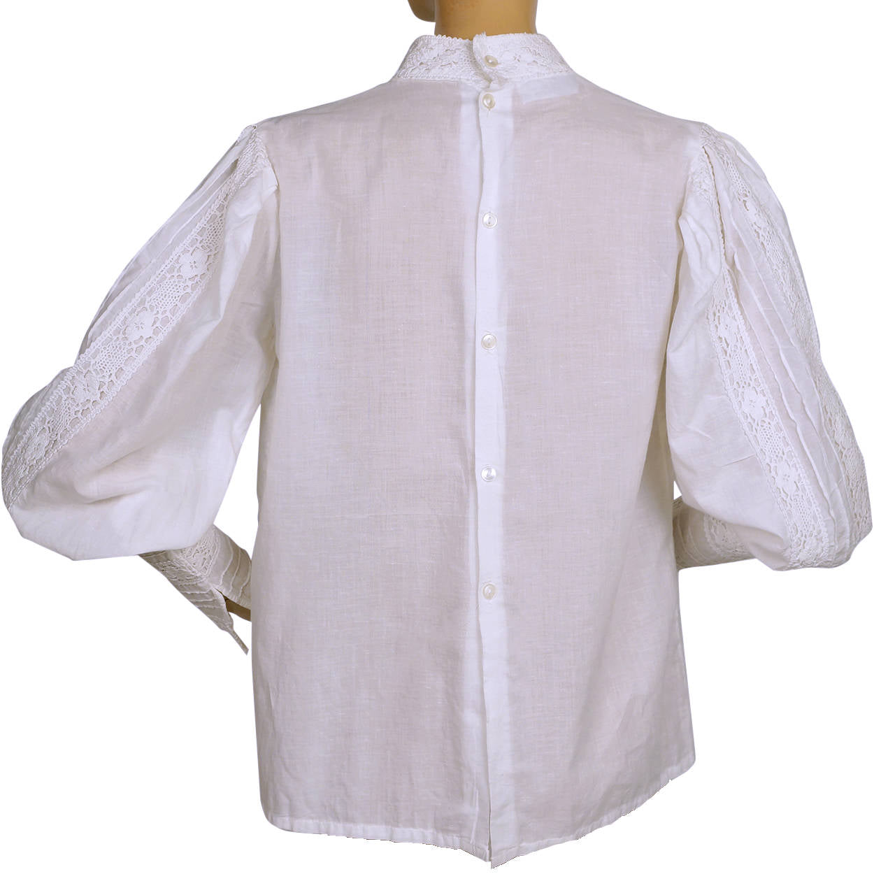 Vintage Laura Ashley Victorian Blouse White Cotton Early Made in Wales Label - Poppy's Vintage Clothing