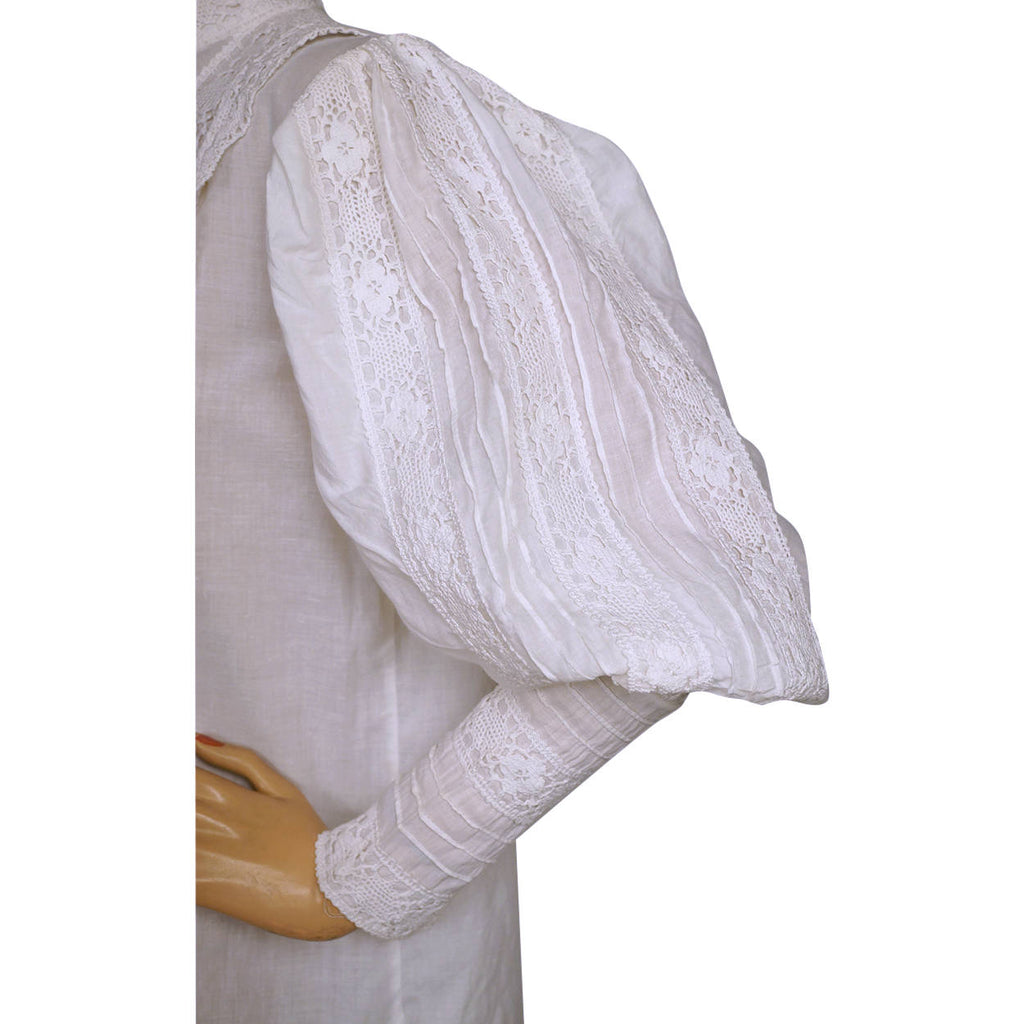 Vintage Laura Ashley Victorian Blouse White Cotton Early Made in Wales Label - Poppy's Vintage Clothing