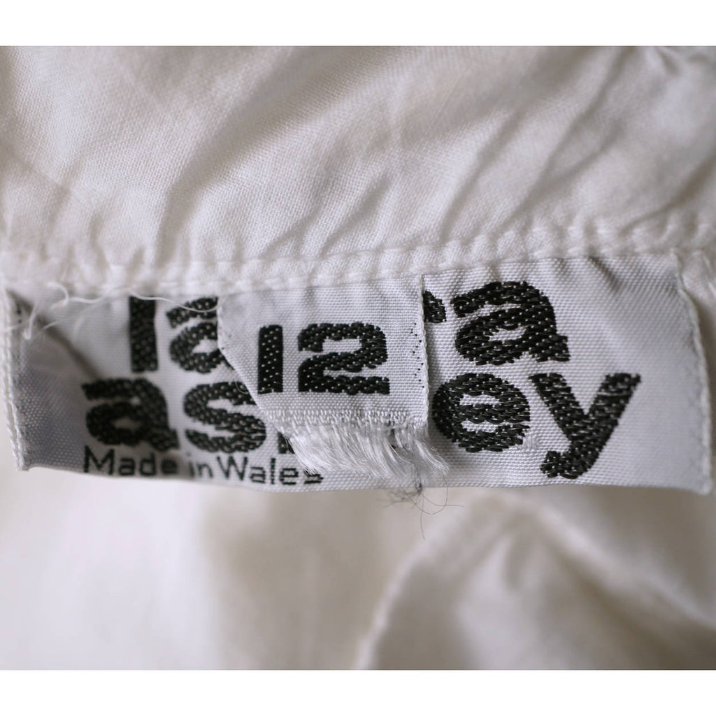 Vintage Laura Ashley Victorian Blouse White Cotton Early Made in Wales Label - Poppy's Vintage Clothing