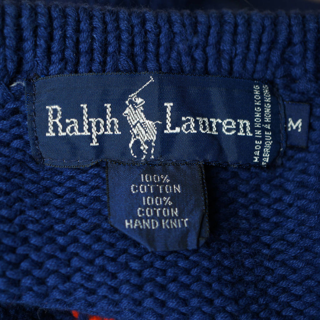 Vintage 80s Ralph Lauren Polo Intarsia Sailboats Sweater M - Poppy's Vintage Clothing