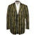Vintage Brocade Velvet Jacket Green & Black Striped Blazer Sport Coat Size 44 R - Poppy's Vintage Clothing