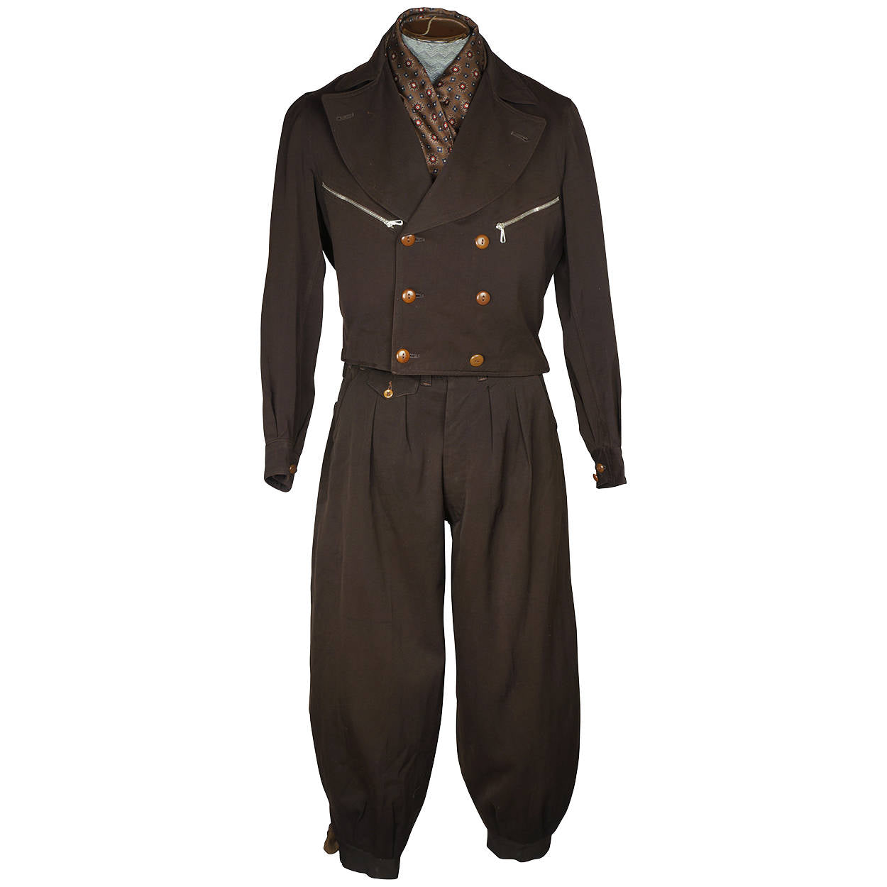 Vintage 1930s Ski Suit Laurentian Cloth Canadian Skiing Mens Size M - Poppy's Vintage Clothing