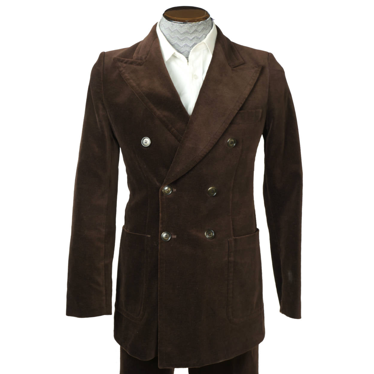 Vintage 1960s 70s Mens Suit Brown Velvet Le Chateau Made in France Size S 34 W30 - Poppy's Vintage Clothing