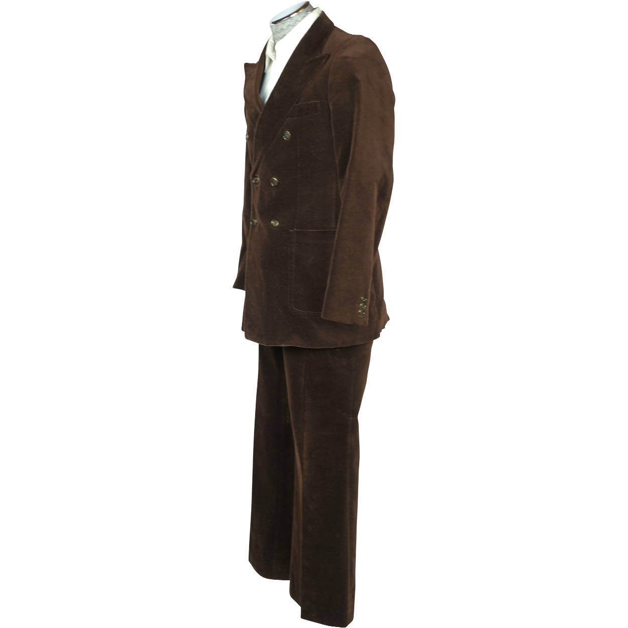 Vintage 1960s 70s Mens Suit Brown Velvet Le Chateau Made in France Size S 34 W30 - Poppy's Vintage Clothing