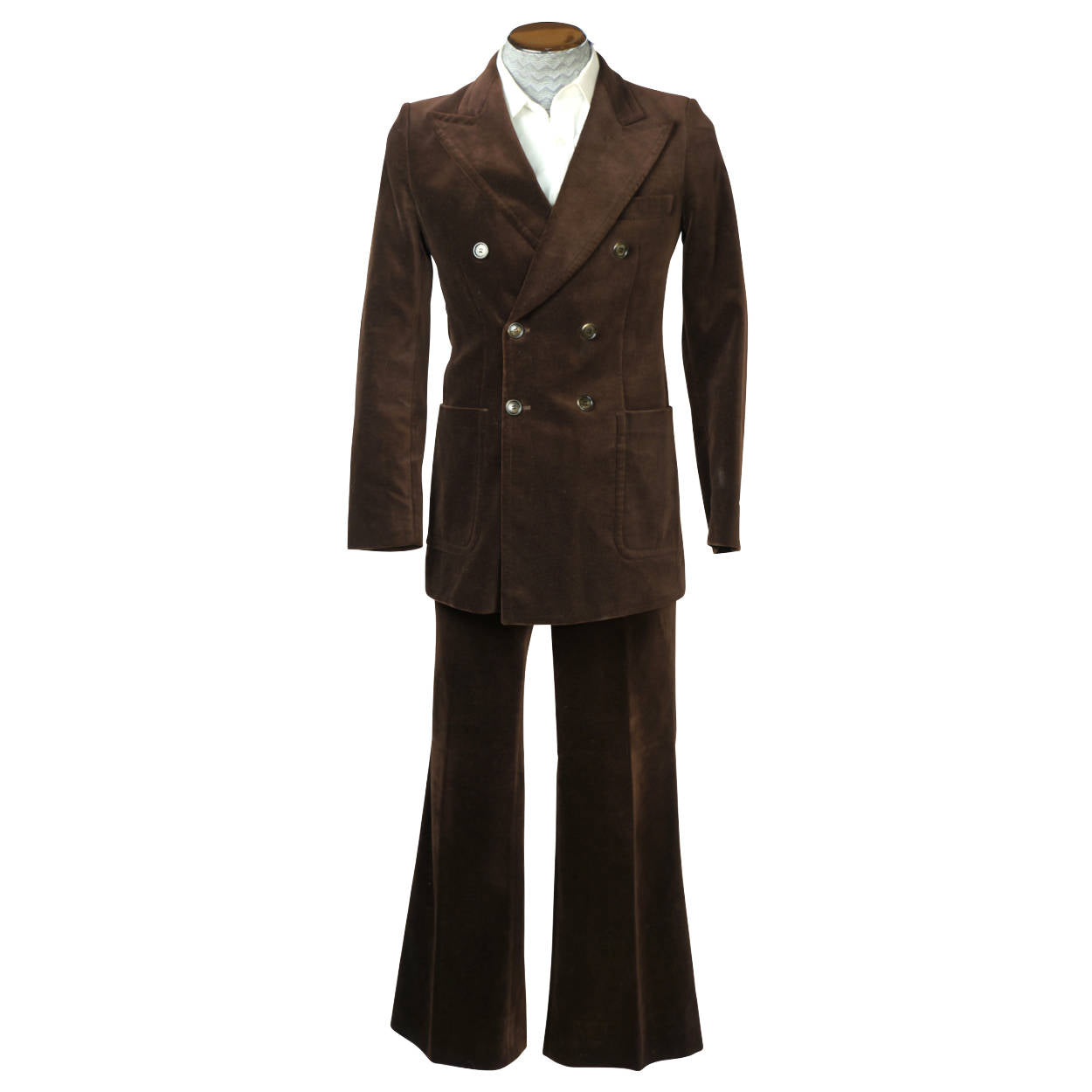 Vintage 1960s 70s Mens Suit Brown Velvet Le Chateau Made in France Size S 34 W30 - Poppy's Vintage Clothing