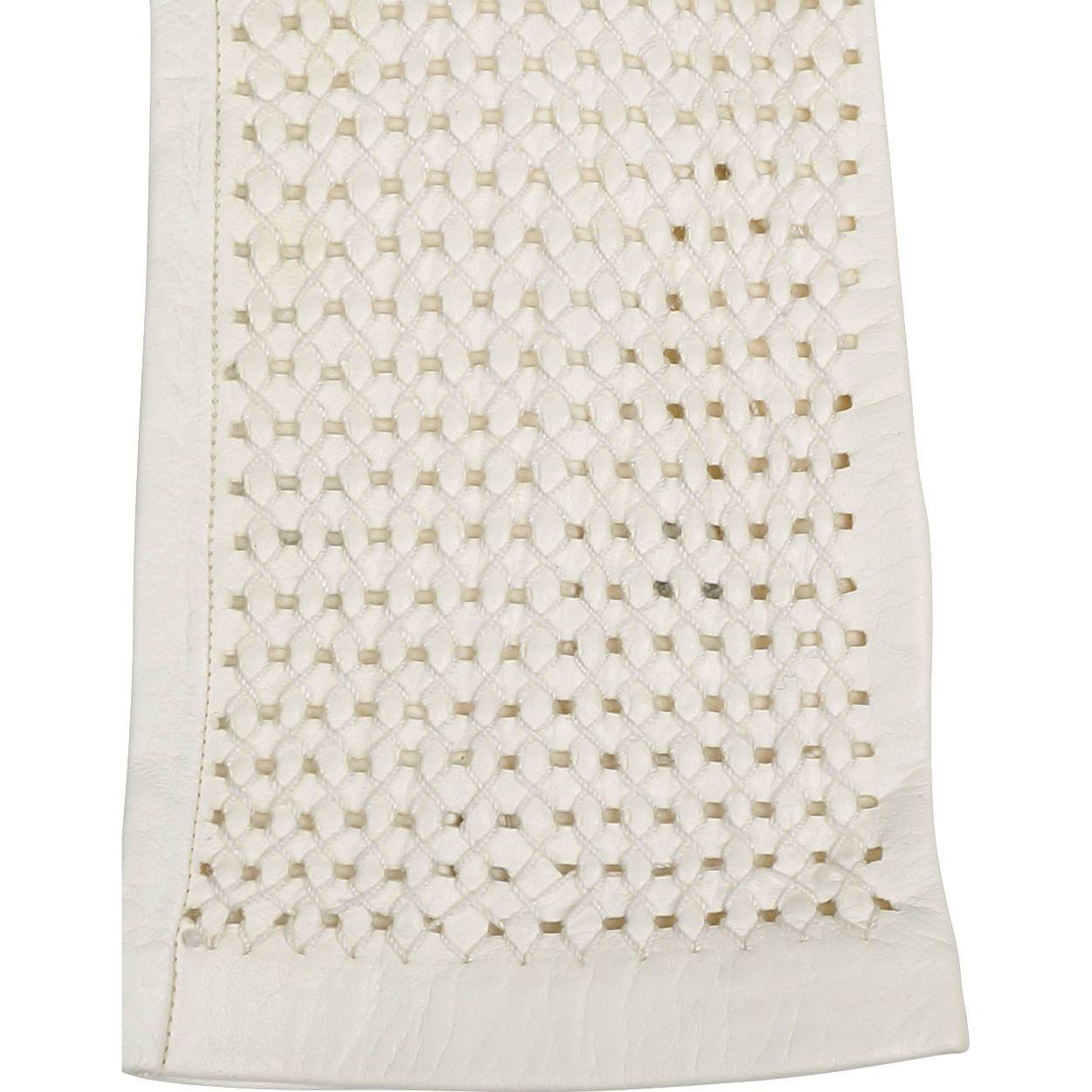 Vintage 1960s Gloves White Lattice Leather Unused Size 6 1/2 - Poppy's Vintage Clothing