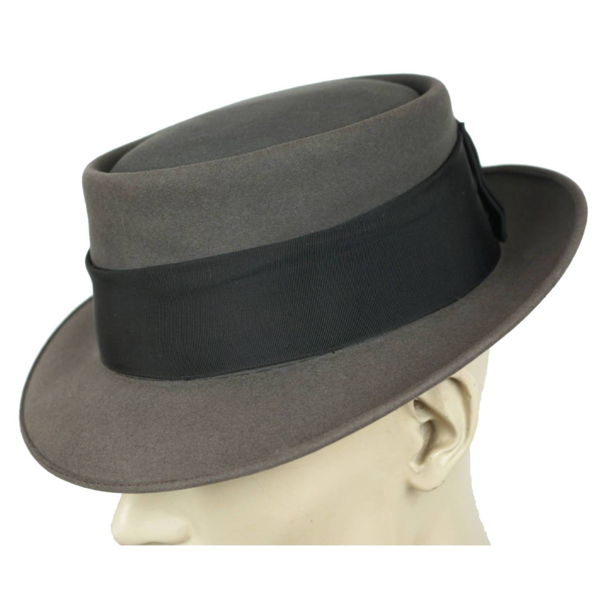 Vintage Pork Pie Hat 1940s 50s Flat Top Fedora Lee Fifth Avenue 7 1/8 - Poppy's Vintage Clothing