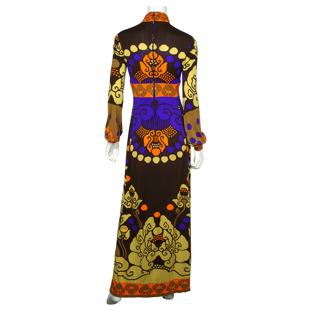 Vintage Leonard Fashion Paris 1970s Silk Jersey Dress Mod Print Size Medium - Poppy's Vintage Clothing