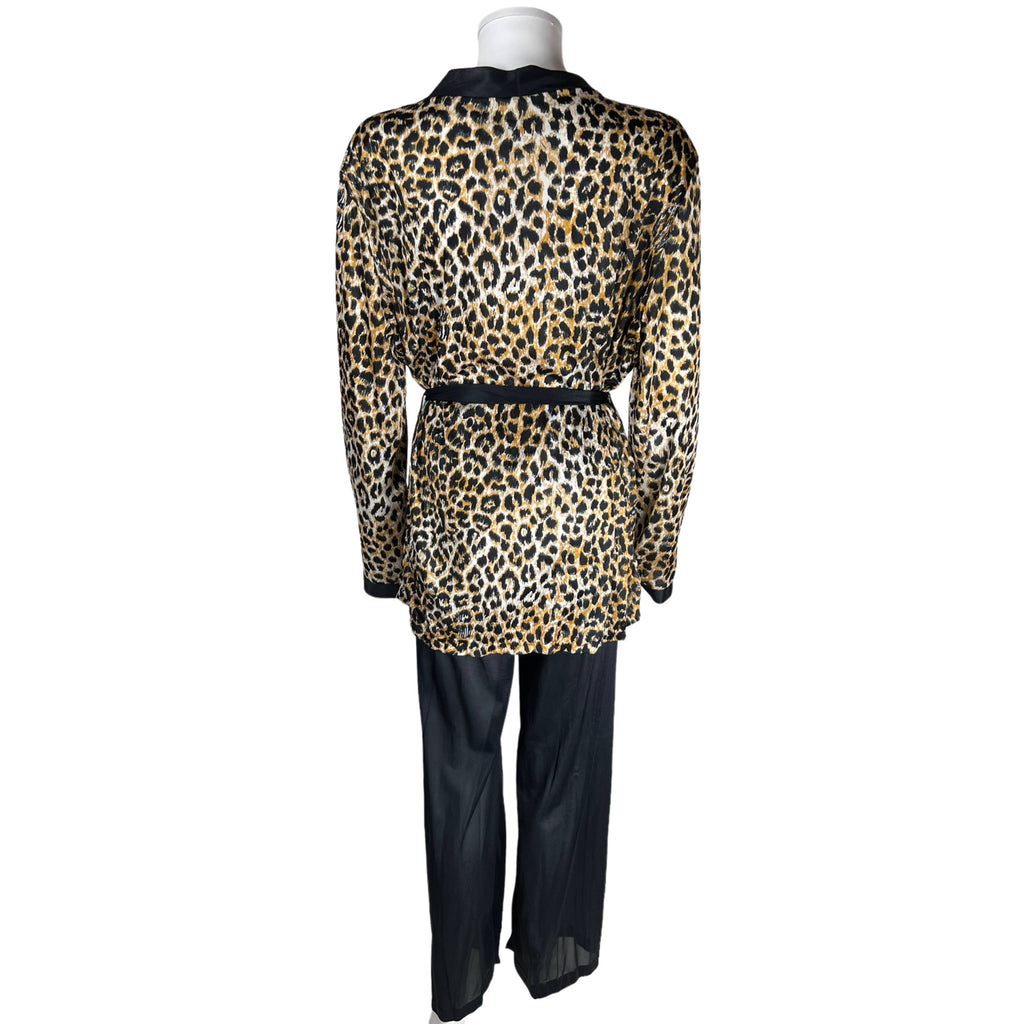 1970s Vintage Lounging Pyjamas Leopard Print Jacket Top Sz M