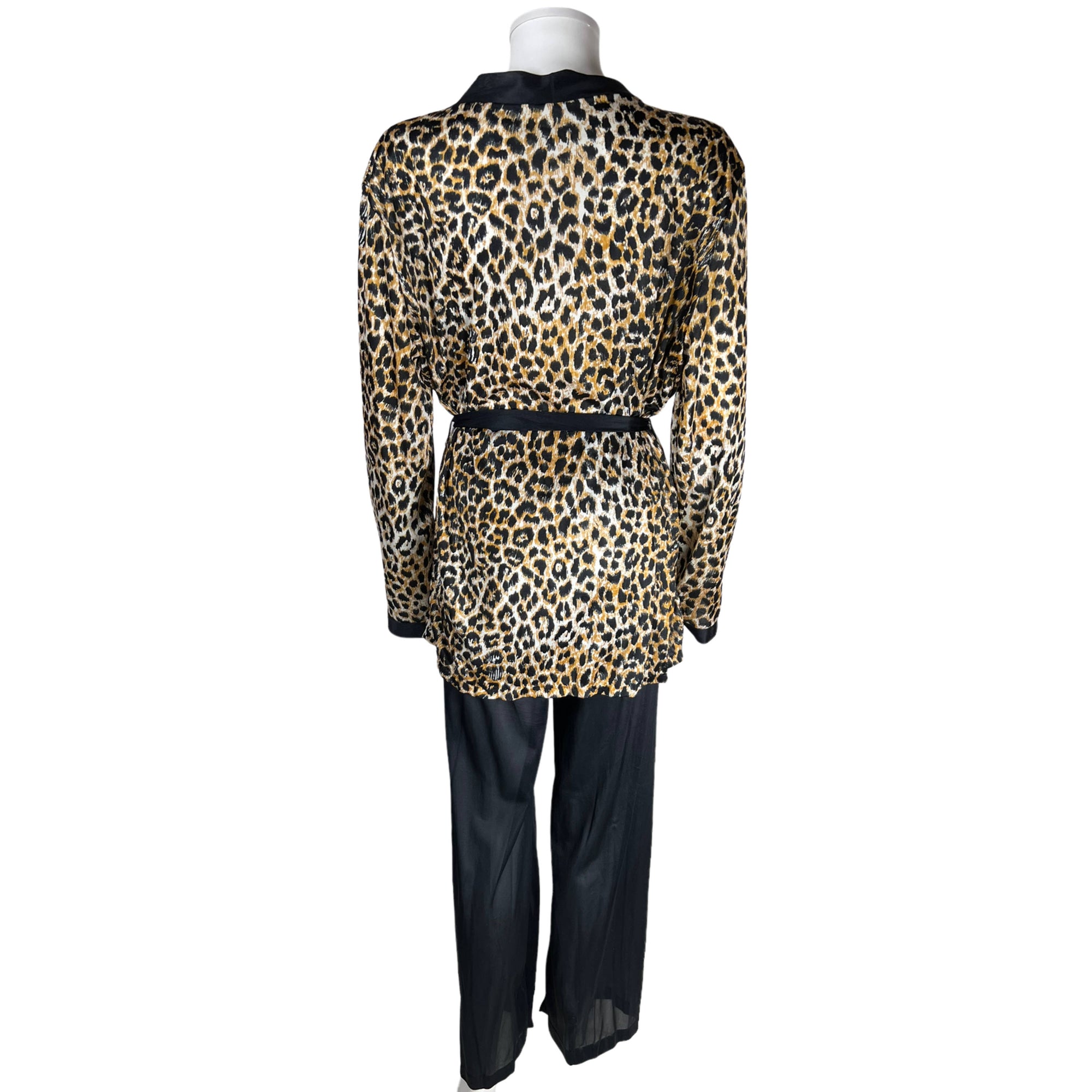 1970s Vintage Lounging Pyjamas Leopard Print Jacket Top Sz M