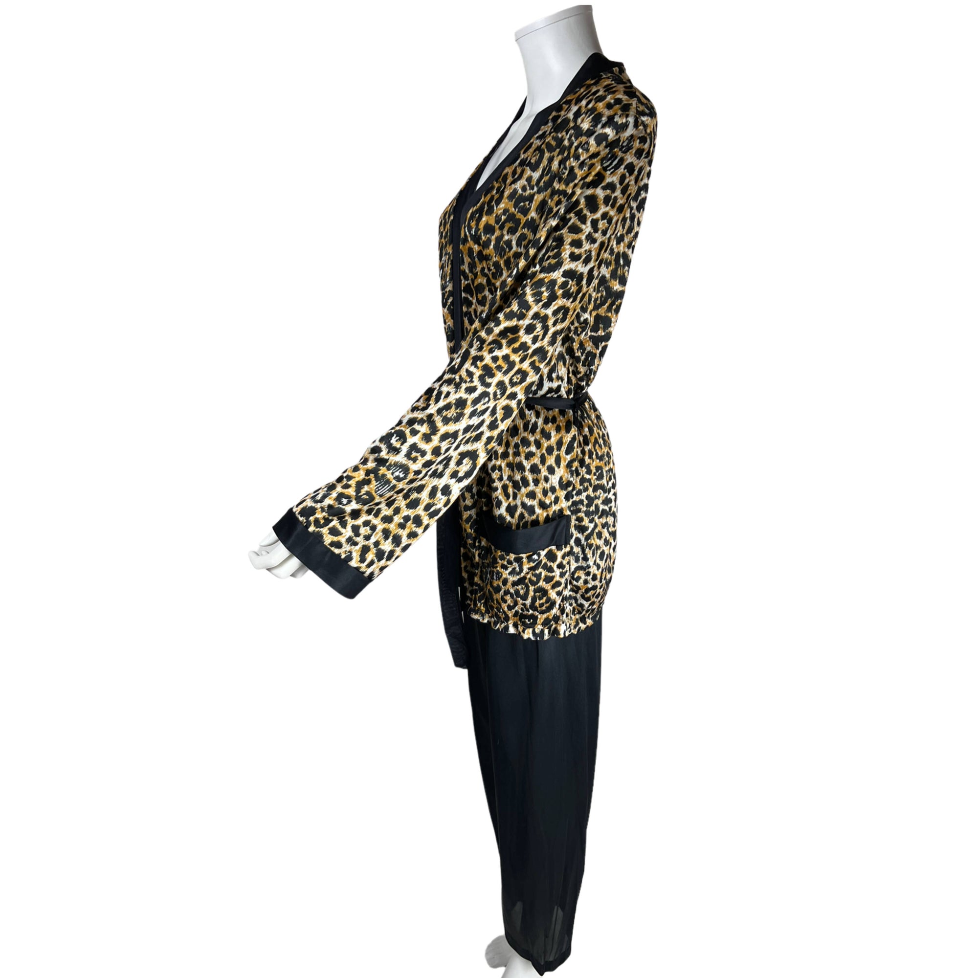 1970s Vintage Lounging Pyjamas Leopard Print Jacket Top Sz M