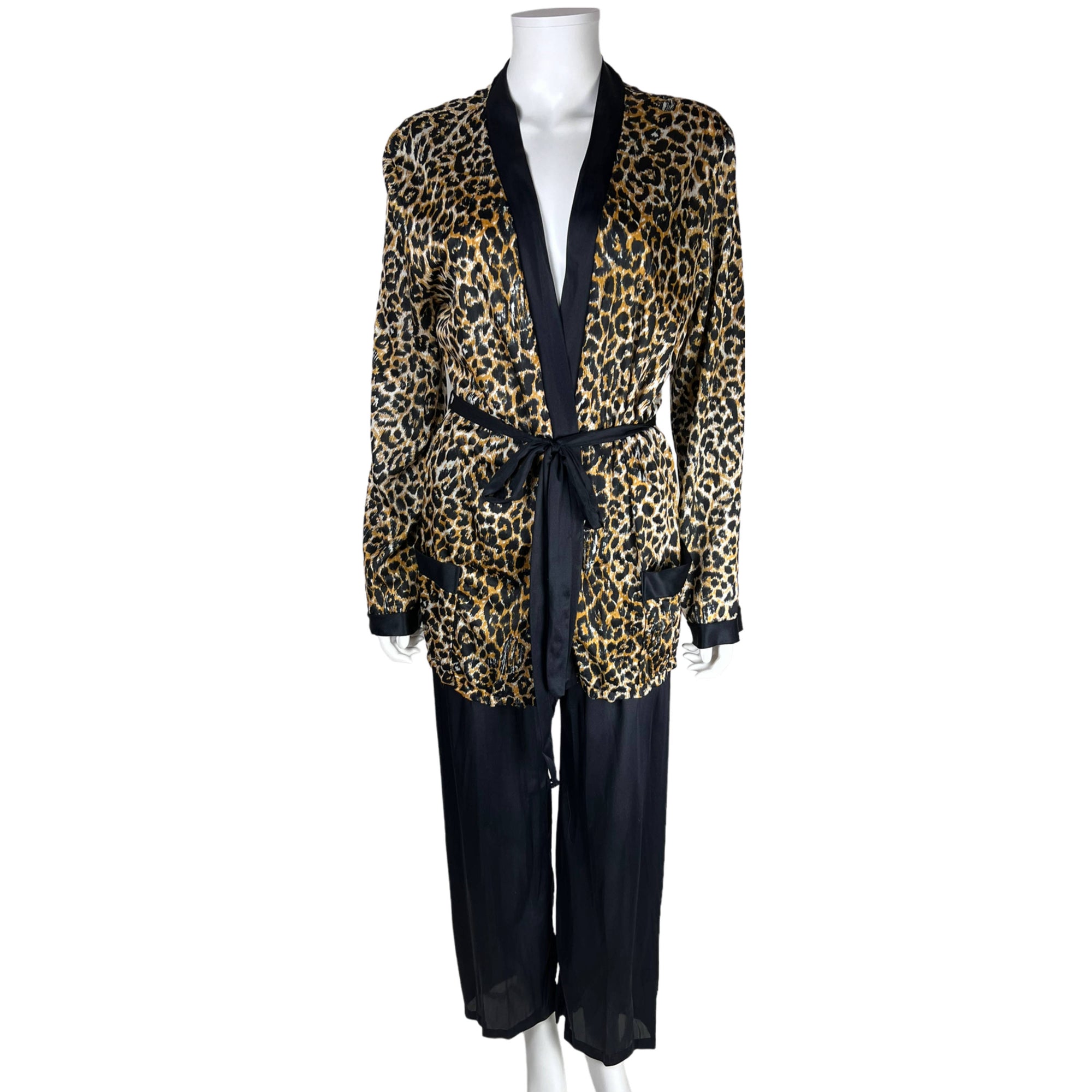 1970s Vintage Lounging Pyjamas Leopard Print Jacket Top Sz M