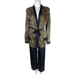 1970s Vintage Lounging Pyjamas Leopard Print Jacket Top Sz M