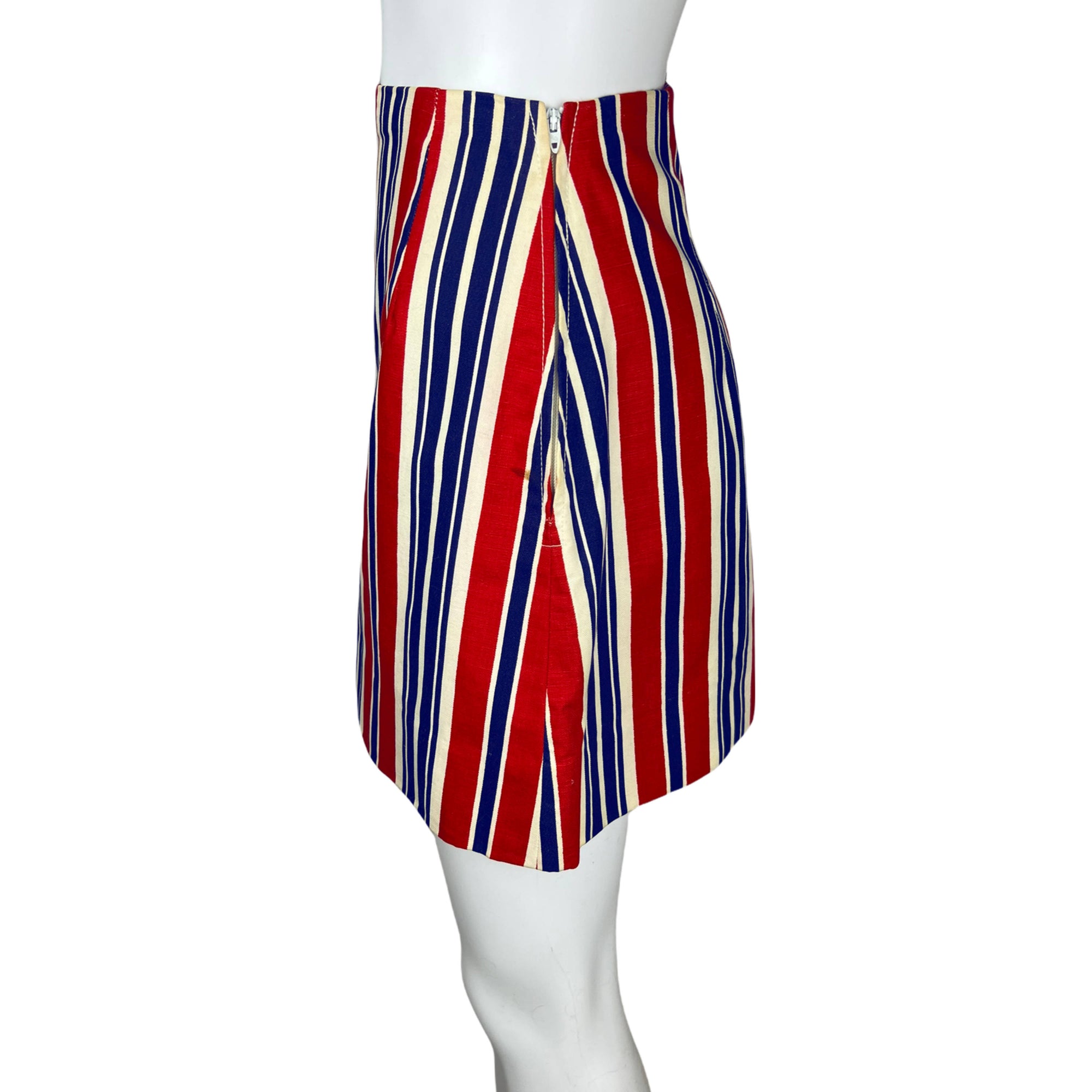 Vintage 1960s Mini Skirt Striped Less Than Nothing Boston