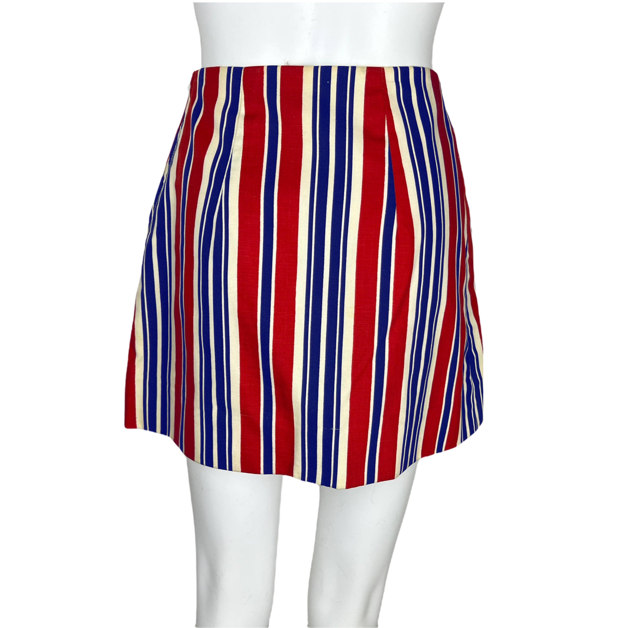 Vintage 1960s Mini Skirt Striped Less Than Nothing Boston