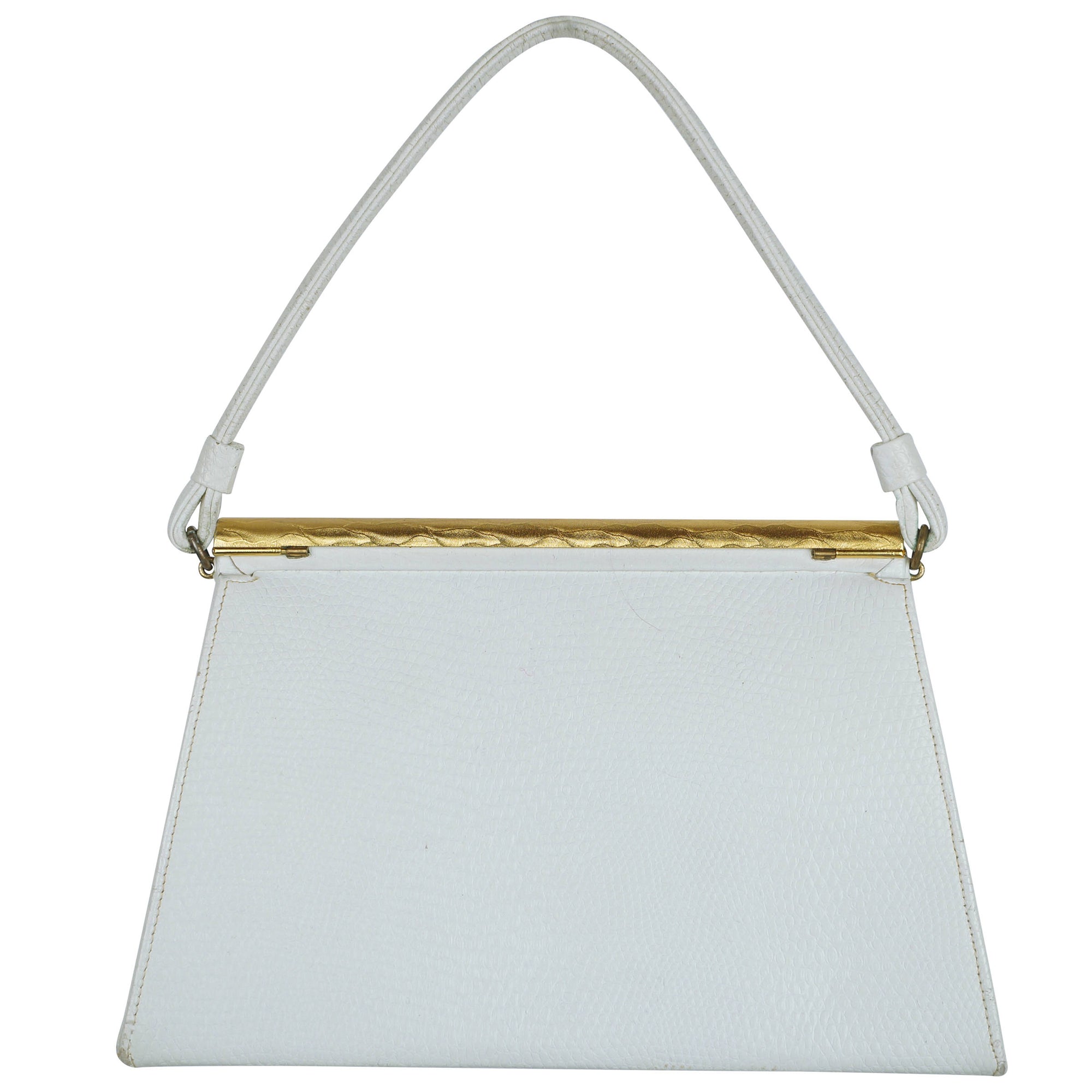 Vintage 60s White Leather Handbag Lewis Purses NY LA - Poppy's Vintage Clothing
