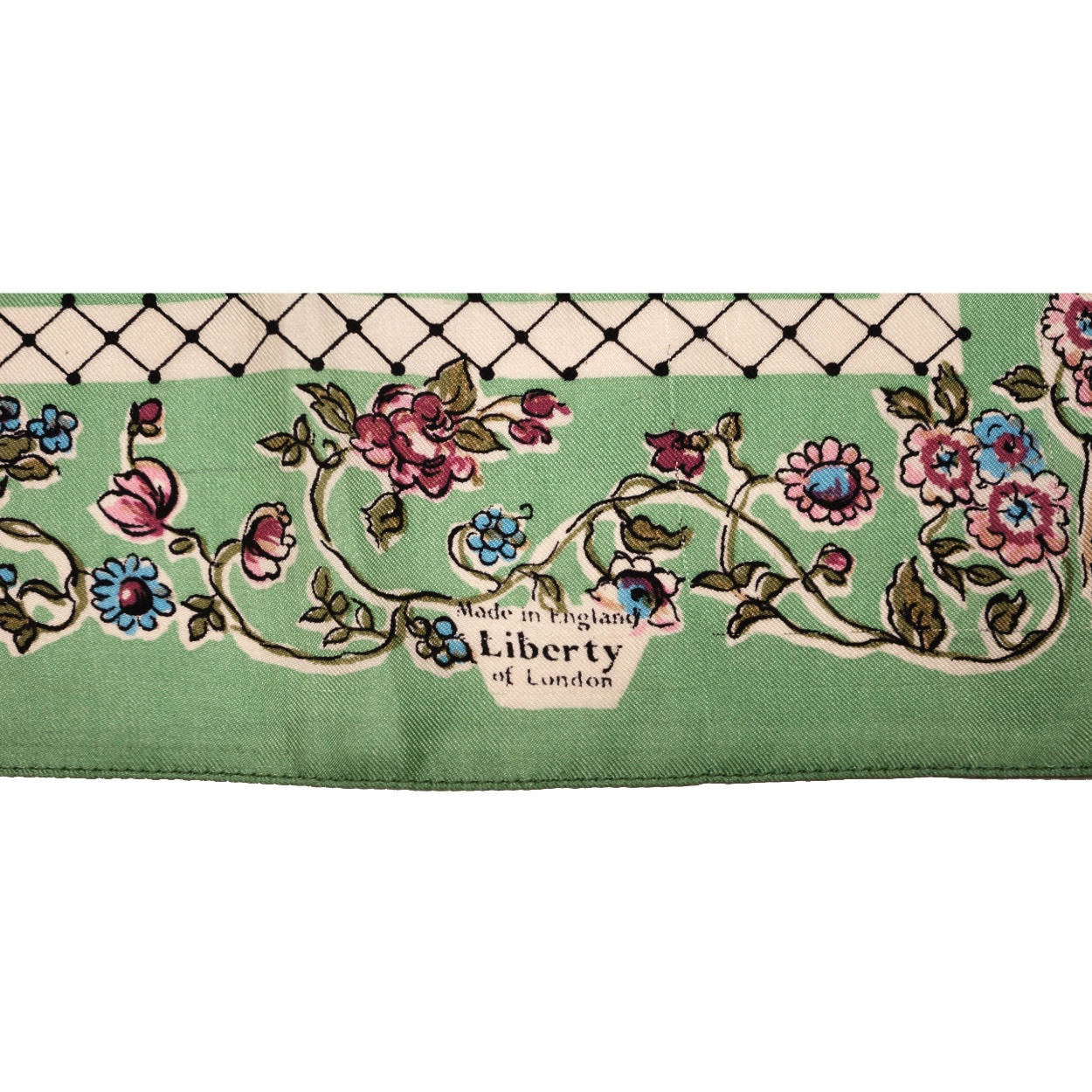 Vintage Liberty of London Silk Twill Scarf w Original Folds Colonial Era Figures - Poppy's Vintage Clothing