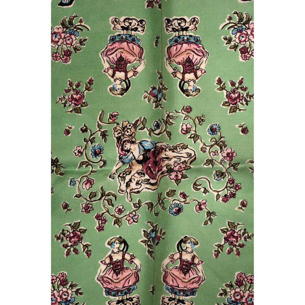 Vintage Liberty of London Silk Twill Scarf w Original Folds Colonial Era Figures - Poppy's Vintage Clothing