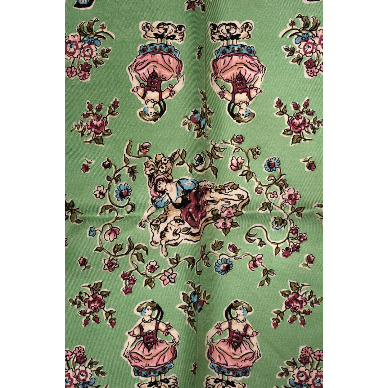 Vintage Liberty of London Silk Twill Scarf w Original Folds Colonial Era Figures - Poppy's Vintage Clothing