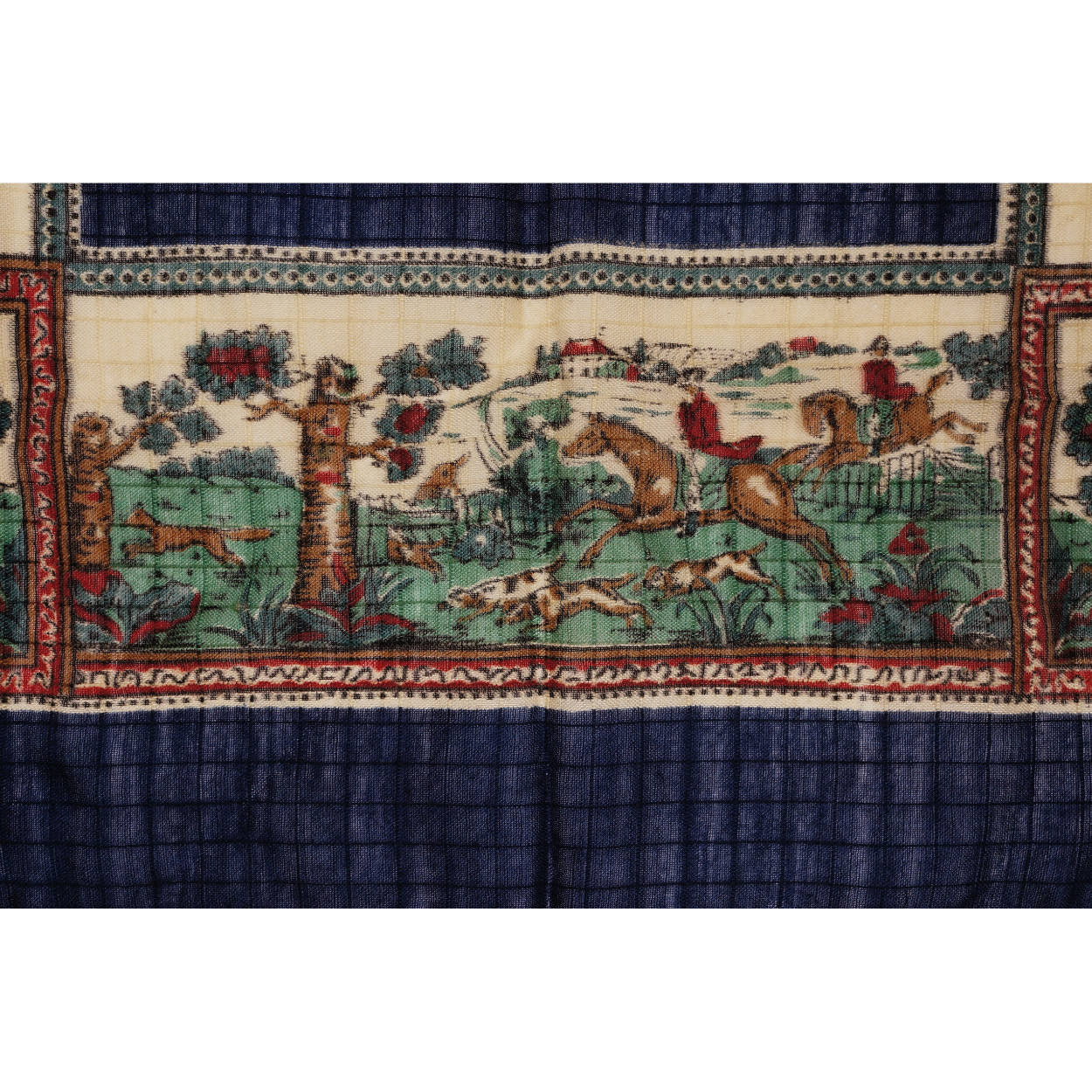 Vintage Liberty of London Scarf 1940s Wool Challis Fox Hunt Pattern Cloth Label - Poppy's Vintage Clothing