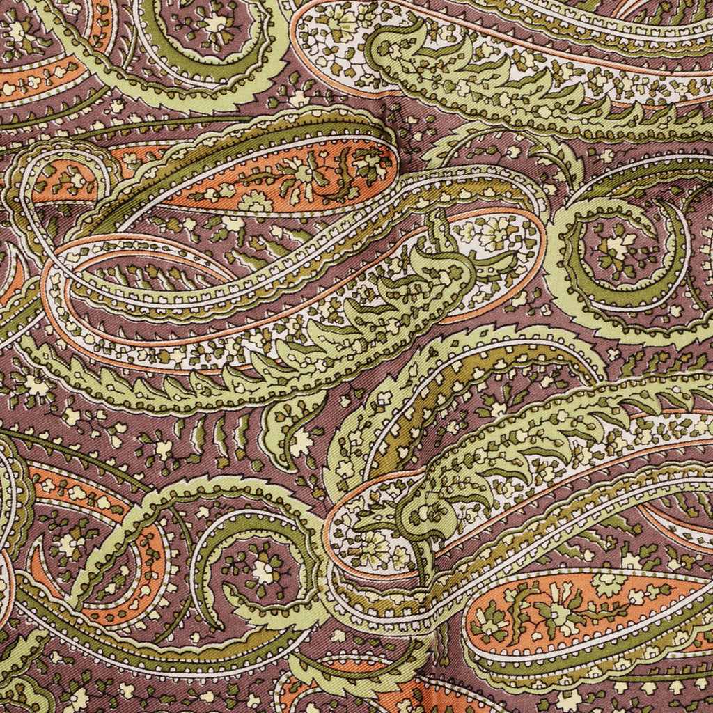 Vintage 60s Liberty Silk Scarf 1960s Paisley Print Brown Green Orange Square 23” - Poppy's Vintage Clothing