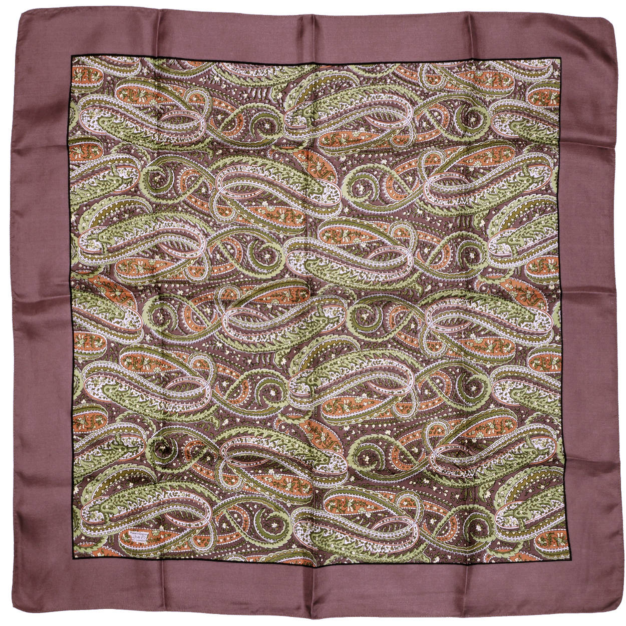 Vintage 60s Liberty Silk Scarf 1960s Paisley Print Brown Green Orange Square 23” - Poppy's Vintage Clothing