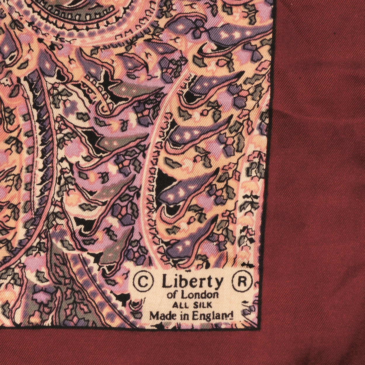 Vintage Liberty of London Silk Scarf 1960s Psych Paisley Print Square 27” - Poppy's Vintage Clothing