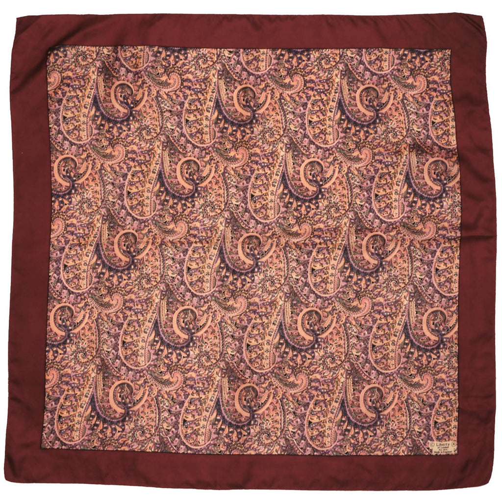 Vintage Liberty of London Silk Scarf 1960s Psych Paisley Print Square 27” - Poppy's Vintage Clothing