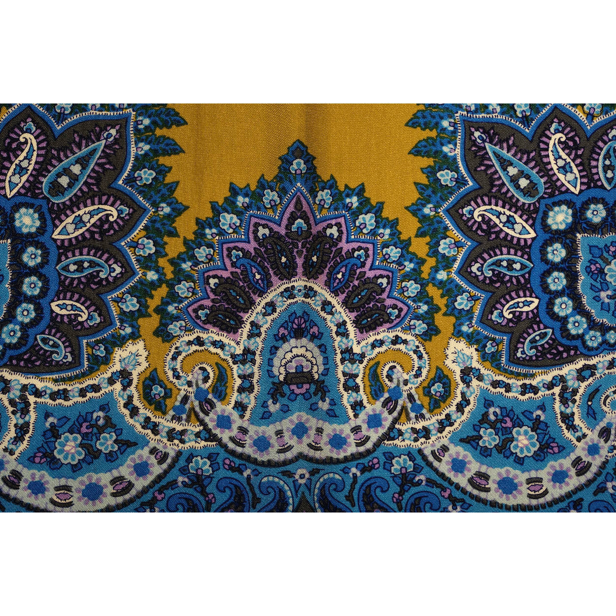 Vintage Liberty of London Ochre Silk Twill Scarf Ornate Pattern w Box 27” - Poppy's Vintage Clothing