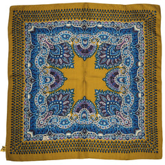 Vintage Liberty of London Ochre Silk Twill Scarf Ornate Pattern w Box 27” - Poppy's Vintage Clothing