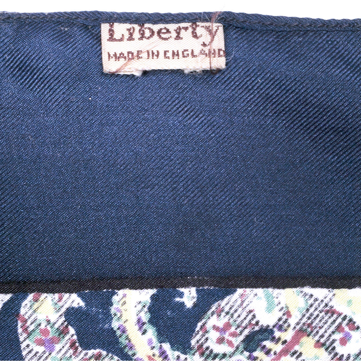 Vintage 1940s Liberty of London Paisley Silk Scarf Square w Cloth Label - Poppy's Vintage Clothing