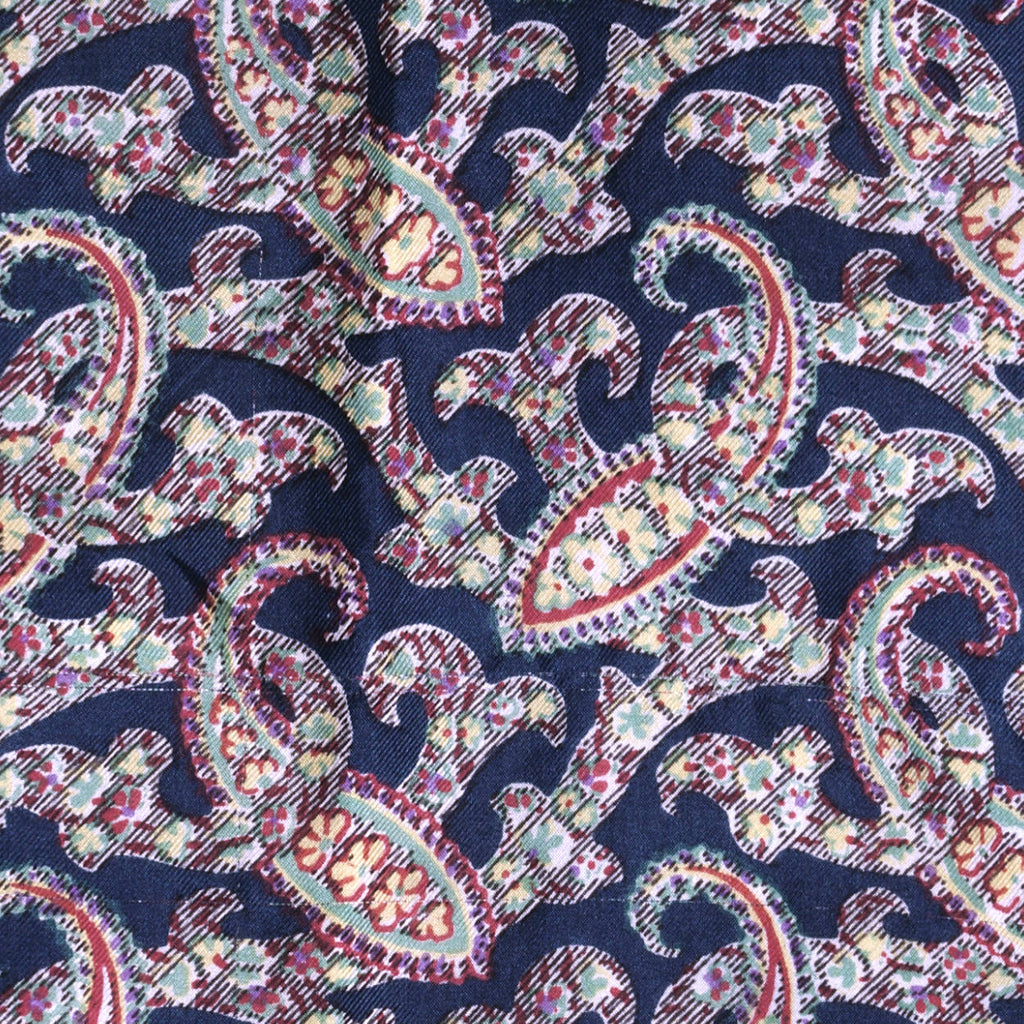 Vintage 1940s Liberty of London Paisley Silk Scarf Square w Cloth Label - Poppy's Vintage Clothing